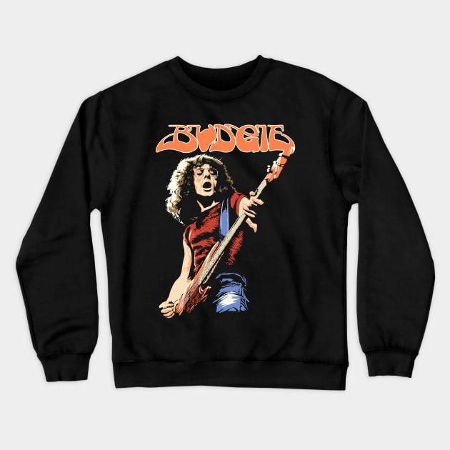 Budgie Band Burke Shelley Guitar Crewneck Sweatshirt by Lima's